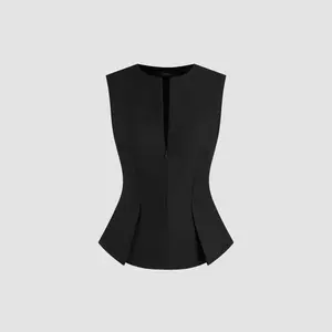 Cider [3 colors, size 2-10] Half Zip Pleated Blouse