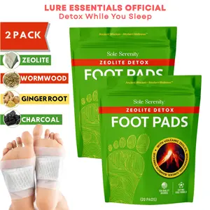 (2 Pack) Cleansing Foot Pads with Bamboo Vinegar, Zeolite, Ginger Root, Wormwood Nail Pack Detox Masks Powder