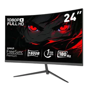 24” 1080P HDR Curved Gaming Monitor - FHD, Fast IPS,180Hz,1ms,Extreme Low Motion Blur Sync,G-SYNC Compatible,Eye Care,HDMI,Display Port,Display HDR400
