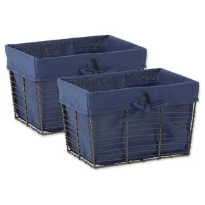 Design Imports S/2 Vintage Chicken Wire Baskets w/Liners