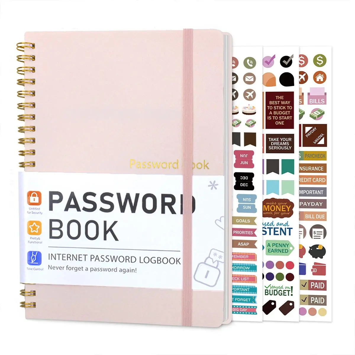 Password Keeper Book, 1 Count A5 Password Books for Seniors, Password Notebook for Internet Website Address Log in Detail, Spiral Bound Notebook Journal, Spiral Notebooks