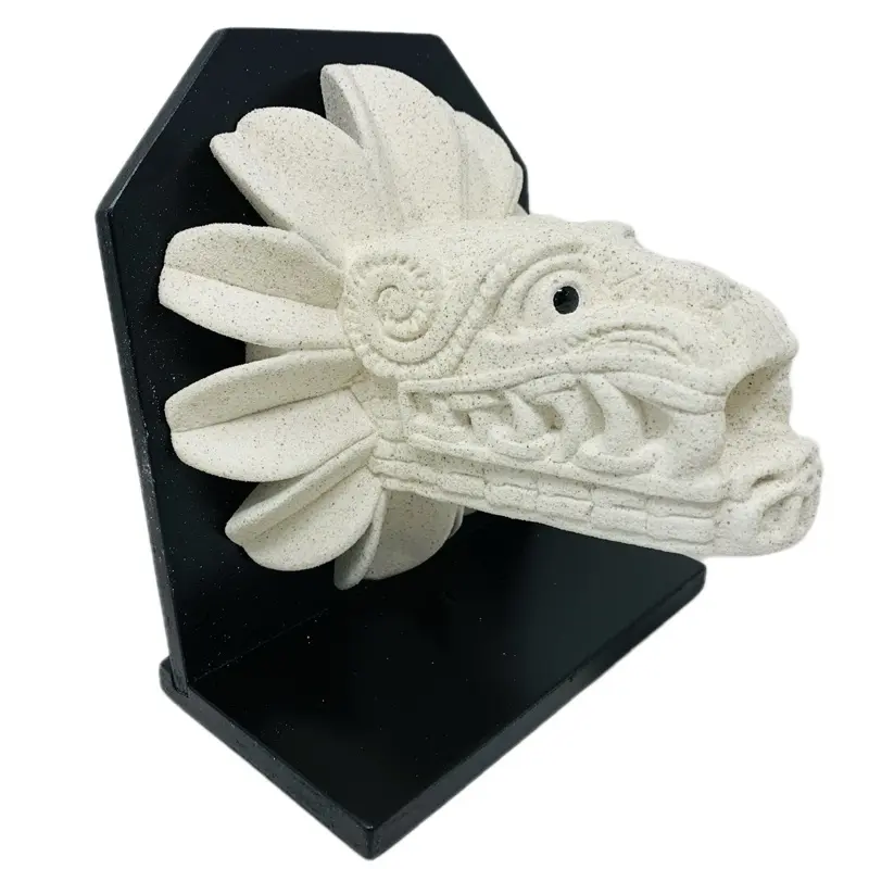 Quetzalcoatl Feathered Serpent Mayan Aztec Sculpture Handmade 8x8x8 Inches Cultural Treasure for Collectors and Enthusiasts of Ancient Art