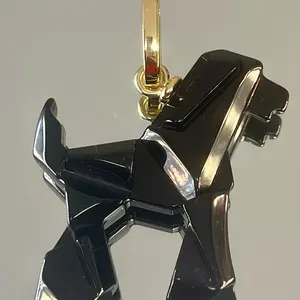 dbORIGAMI Dog Statement jewelry charm. Shiny Black Tesin