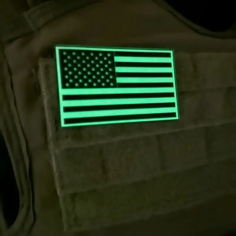Glow in the Dark - PVC US Flag Patch with Hook Back
