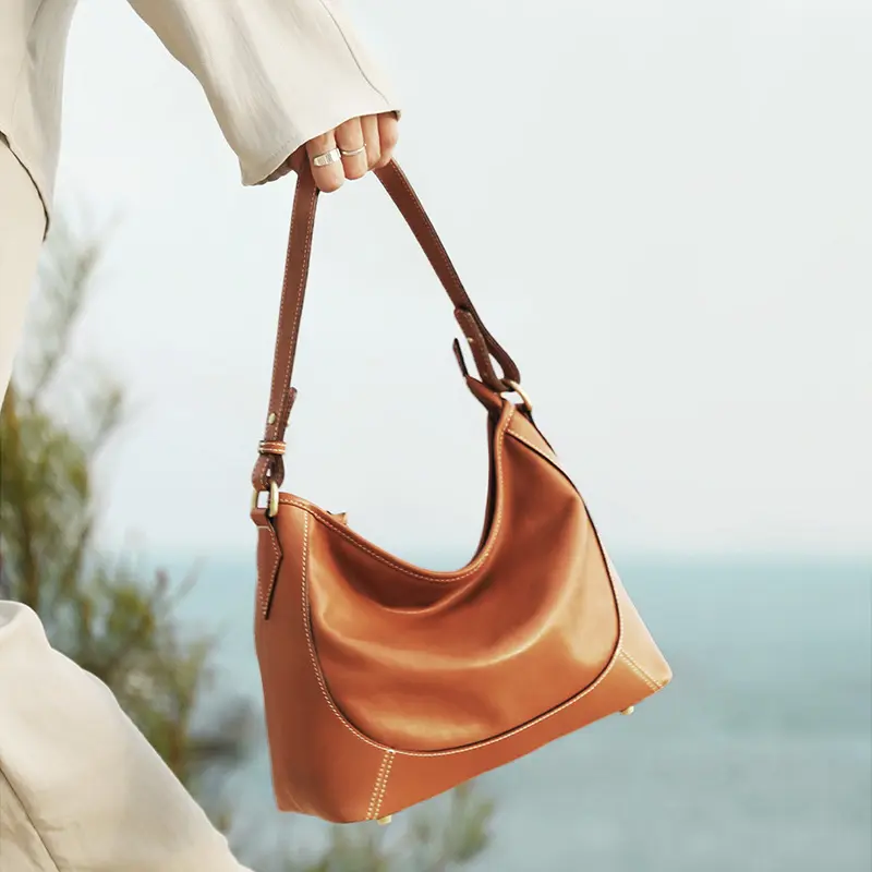 Women's Casual Vegetable-Tanned Genuine Leather Hobo Crossbody Bags - 2026 New, High-Capacity, Multi-Function, Adjustable Strap, Underarm Tote Bag, Do Not Wash (summerwins), Casual Vibes, Chic Look, Zip Closure, Crossbody Purse, Plain, Fashionable Bags