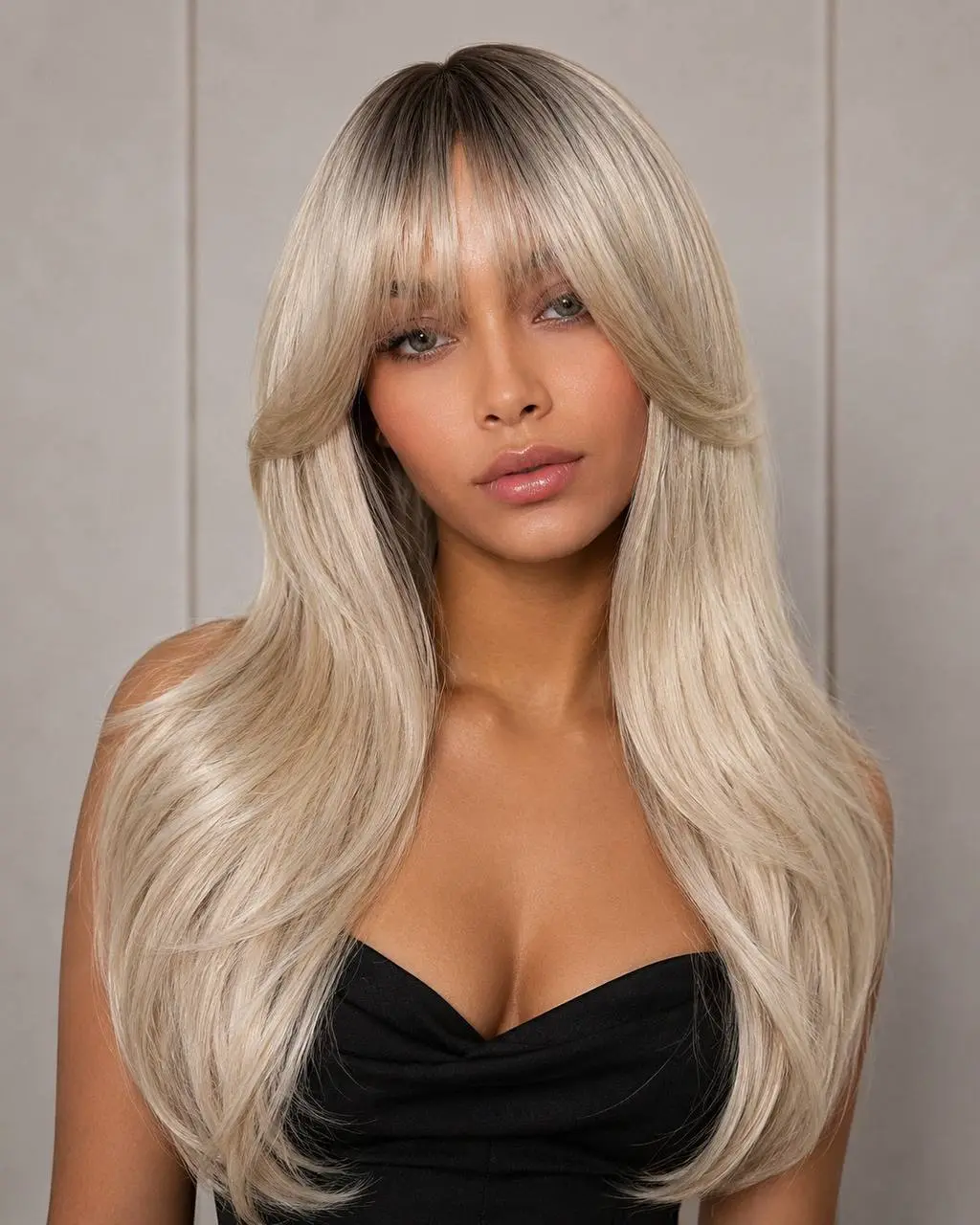 Ivory synthetic lace wig