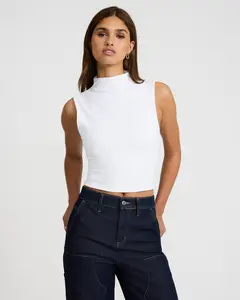 Express Women's Sleeveless Mock Neck Tank Top - High Compression, Smooth Spandex Fabric, Stylish Body Contour Women's Clothes