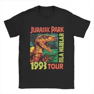 [Graphic Tee] Men's T-Shirts Jurassic Park 1993 Tour Novelty Pure Cotton Tee Shirt Short Sleeve O-Neck Tops Graphic Streetwear Retro Movie Tee Pop Culture Casual Summer Trendy Gift Unisex Fan Apparel