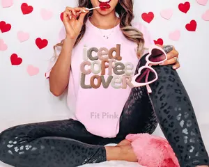 Faux Knit Iced Coffee Lover Unisex Shirt - Cozy Coffee Unisex Oversized Casual T-Shirt for Women - 100% Cotton Jersey
