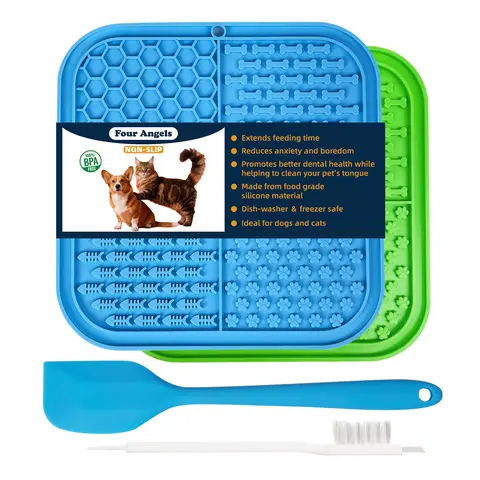 Dog & Cat Lick Mat - Bathroom Feeding Bowl/Dish with Durable Suction, Easy to Clean, Reduces Anxiety & Boredom, Keeps Pets Busy-MSD