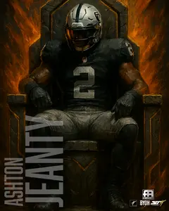Ashton Jeanty On the Throne Autographed 8x10 Photo