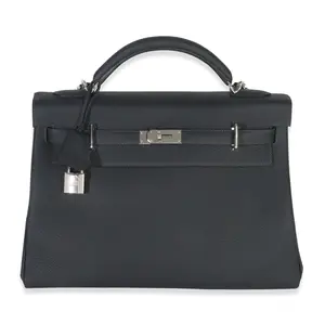 Pre-owned Leather Shoulder Bags Plomb Togo Maxi Kelly Retourne 42 PHW