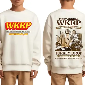 Youth and Adult WKRP First Annual Thanksgiving Turkey Drop sweatshirt or T-shirt, Retro Ciinciinnatii Movie Shirt, Perfect For Holiday Celebrations,Turkey Gift, thanksgiving shirt, Trending tee, youth clothing, gift for son and daughter, funny tee