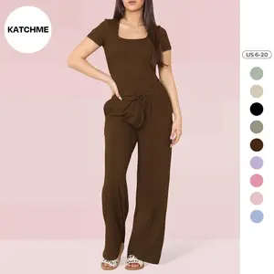 Elegant Ribbed Two-Piece Lounge Set for Spring