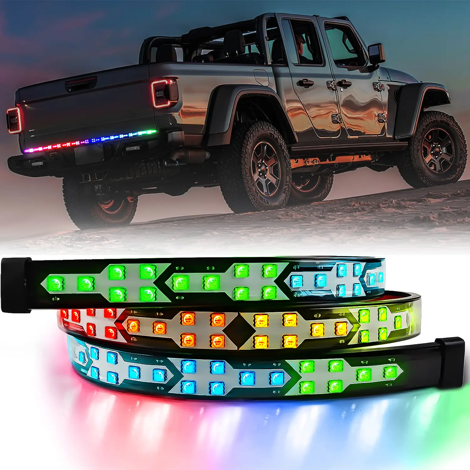 DIBMS LED Tailgate Light Bar for Truck - 60 Inch Arrow Tail Light with Red Brake, Sequential Amber Turn Signal - 1 Pack