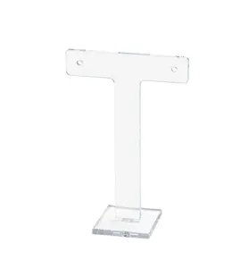 Earring Display Stand T Shaped 3.5" x 5" Countertop Showcase for Displaying Studs Posts and Hoops in Retail Boutiques and Jewelry Stores Clear or Black Acrylic by 321 Plastics