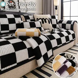 Plush Solid-Color Sofa Covers, Thick Soft Couch Cover, Pet-Friendly Non-Slip & Machine Washable, Anti-Scratch Throw, Fits 1/2/3/4-Seater & L-Shape Sectional, Armrest/Backrest Pieces, Washable Sofa Protector, Dustproof Sofa Slipcover