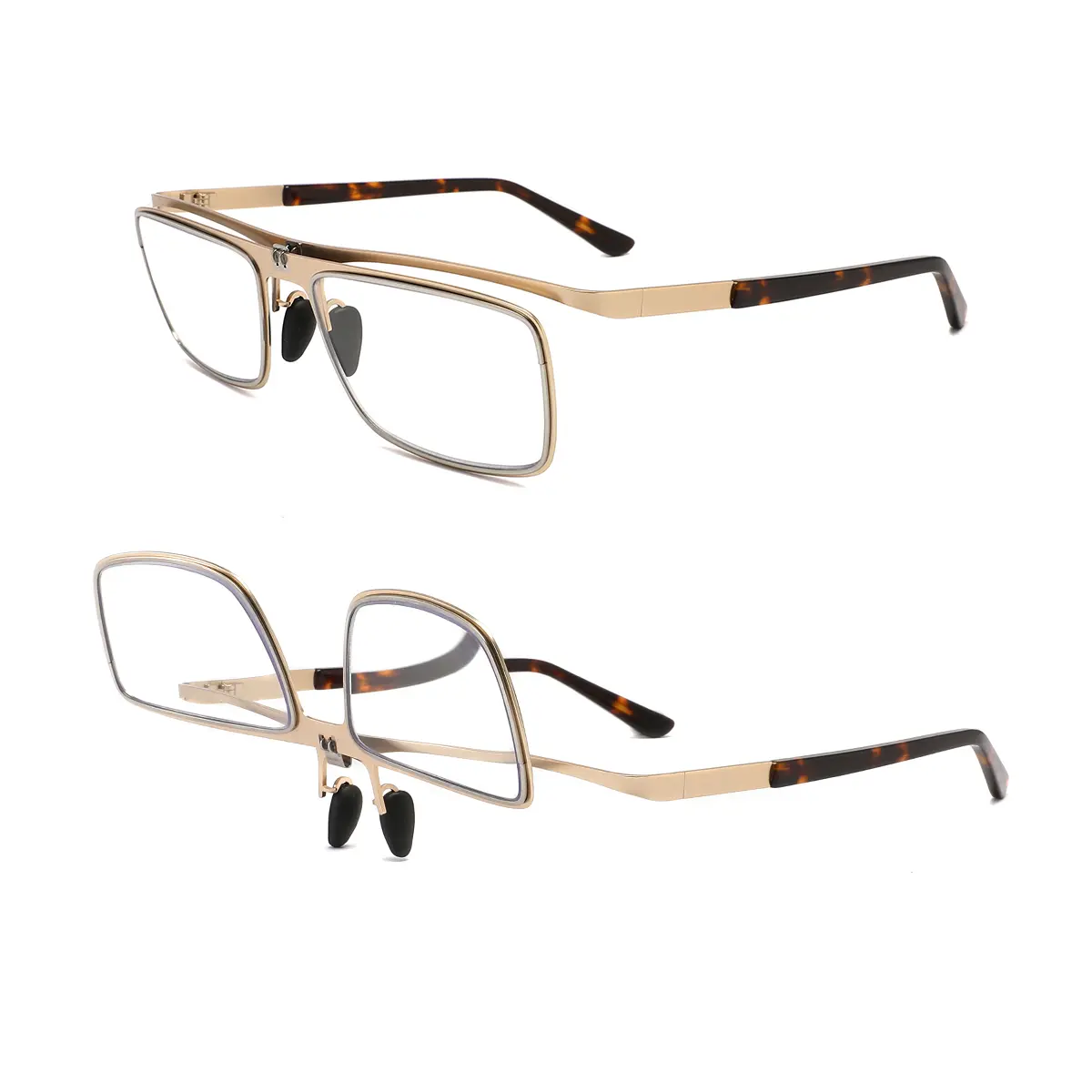 Toveen Flip-Up Blue Light Blocking Reading Glasses - Durable Clip-On Magnifying Eyeglasses with Stylish Square Lightweight Metal Frame, Unisex UV400 Protection for Computer Work Use, Hd Lens