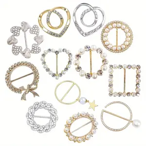 12 PCS Clothing Knotted Buckle Rings, Womens Shirt Clip Buckle for Loose Clothes Scarf Clasp Shawl Sweater