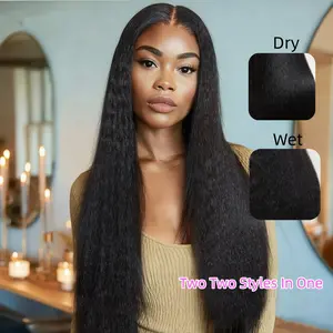 【Two Styles In One】UNice Upgrade V Part Wig Kinky Straight From Salon-Silk to Natural Blow Out Easy to Use and Style Beginners Friendly
