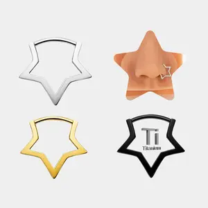OUFER Titanium 20G Star Nose Piercing Hoop Jewelry - 7mm-8mm Inner Diameter, Body-Safe Non-Tarnish Hoop Piercing Jewelry for Nose, Lobe, Piercer-Recommended Lightweight Daily Wear Accessory