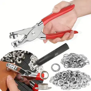 150Pcs 1/2 Inch Grommet Tool Kit,Leather Hole Punch Pliers,Grommets Kit with 150 Metal Eyelets in Silver for Leather,Shoes,Fabric,Belts,Hand Tools Kits