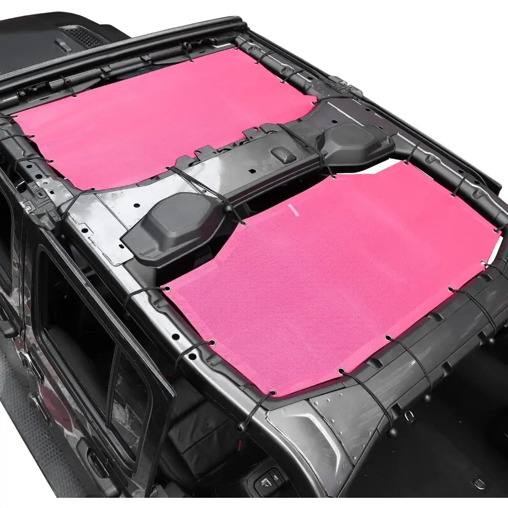 Pink UV Skin Protection Car Sunshade Mesh, Outside Car Window Front & Rear Exterior Accessory for Jeep Wrangler 2018-2024 JL Unlimited 4 Door, Car Sunshade Outside Car