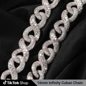 16mm Infinity Chain Bling Iced out Zirconia Necklace Hip Hop Jewelry for Men Gift Daily Wear Accessory