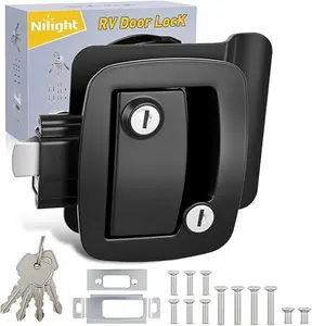 Nilight RV Door Lock Replacement with Paddle Deadbolt 100% Zinc Alloy Entry Locks Handle Latch 4 Keys Heavy Duty Enclosed Camping Locking Kit Fits RVs Campers Travel Trailers Horse Cargo Haulers