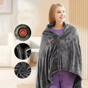 Electric heated blanket outer shawl, multifunctional 3-speed USB charging blanket for office naps, anti-cold warm blanket