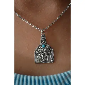 Cow Tag Turquoise Necklace
