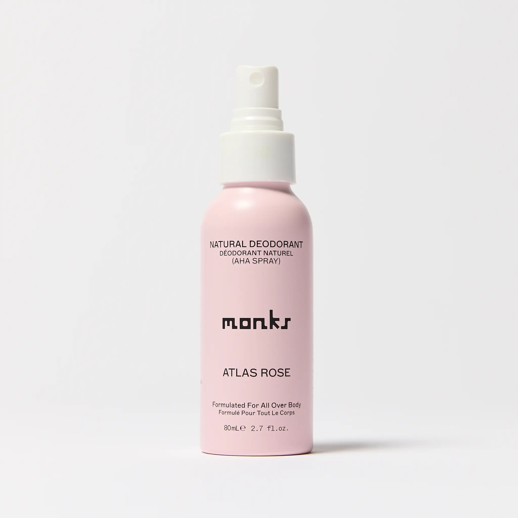 Monks Atlas Rose - Natural Full-Body Deodorant Spray 80ml | Clean Essential Oil-Based Non-Toxic Damask Rose & Cedarwood Scent
