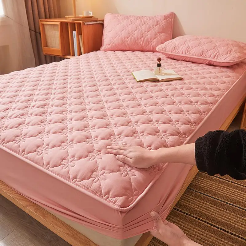 Geometric Embossed Fitted Sheet Set, 1 Solid Color Mattress Cover & 1/2 Pillowcase without Filler, Home Decor Bedding Sets for Guest Room College Dorm