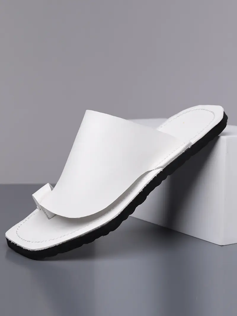 〽️ Men\'s Slide Sandals White Slip-on Classic Comfort Street Wear Open-Toe Shoes GuestSupply US | Kartri Terry Slippers, Mens Open Toe, PVC  main image 4