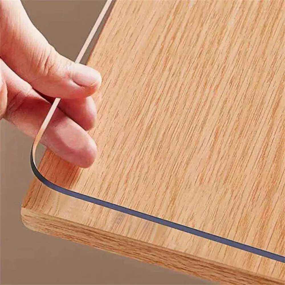 Ultra-flexible 1.5mm Transparent  white  table  cloth  Mat - Fold-resistant , Waterproof, Oil-proof, Heat-resistant up to 120℃, Environmentally friendly, Odorless, Easy to clean without leaving marks (for dining tables/desks/children's tables) tiktokshops