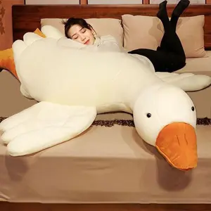 Giant White Goose Plush 51 in Soft Furry Swan Stuffed Animal Pillow, Huge Goose Plush Hugging Pillow Gifts for Every Age (51 in)