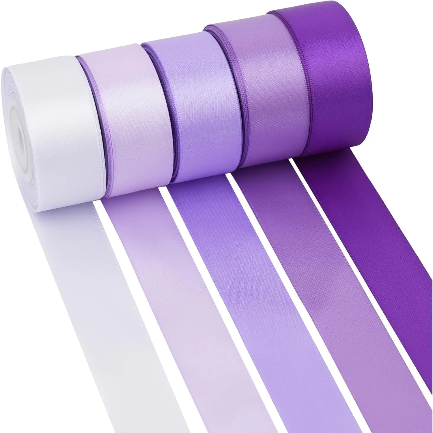 Purple Satin Ribbon 1 Inch Lilac Lavender Ribbon for  Wrapping Wedding Bridal Shower Crafts 5 Rolls 10 Yards Each Color Total 50 Yards