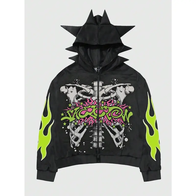 y2k graphic zip up hoodie - TikTok Shop