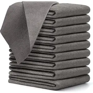 10pcs/Pack Thickened Polyester Magic Cleaning Cloths - Grey Microfiber Absorbent Washcloths, Durable Cleaning Supplies, Streak-Free Reusable Wipes for Windows, Mirrors (Microfiber Cleaning Pad Alternative)