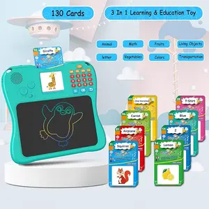 3 in 1 Educational Learning Toys - 8'' Drawing Tablet and 130 Talking Flash Cards Toddler Writing Tablet and Preschool Learning Activities, Best Gift for Girls/Boys 3-12 Years