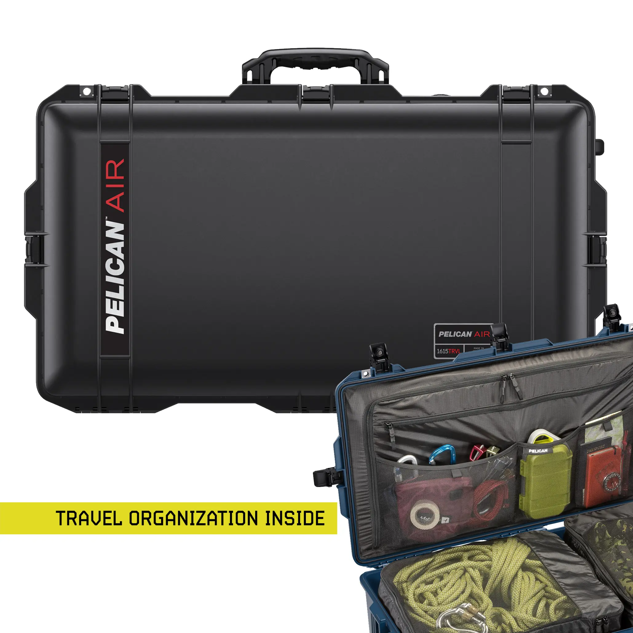 Pelican 1615 TRVL Luggage Case | Handle + Wheels | Check-In Size for Airlines | Organization | Travel Bag | Waterproof