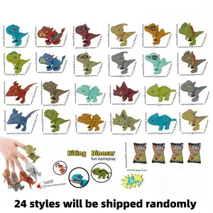 24 Mini Dinosaur Finger Puppets, Compact Tyrannosaurus Rex, Triceratops, Velociraptor, Pterodactyl, and Various Other Dinosaur Figures for Decoration, Desktop Small Ornaments, Joints Movable, Realistic Animal Models with Flexible Joints - Perfect as Colle