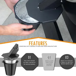 Upgraded Covered Grease Bucket, Durable Grease Collector for Smoking Drip Buckets, Essential Kitchen Tool for Efficient Cooking, Convenience