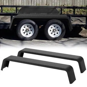GARVEE Heavy Duty Steel Trailer Fenders - 2 Pack Tandem Axle Fenders for 13"-15" Tires, Perfect for Car Hauler, Cargo, Utility, and Landscape Trailers in Black and Silver Options.