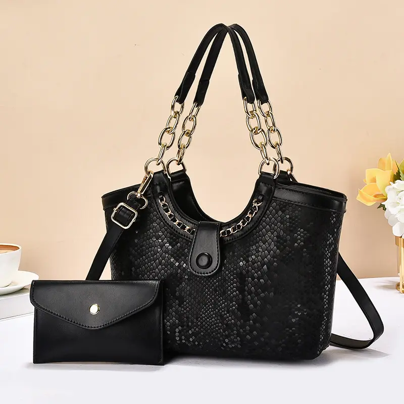 Women's 2-Piece Handbag Combo, Stylish Sequined Duffle Purse with Detachable Wallet and Metal Chain, Versatile 3-Way Carry, Sparkle, Affordable Fashion, Feminine Aesthetic