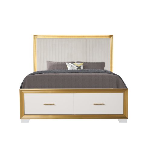 Bellemave OBSESSION Queen Complete Bedroom Set - 4PC Contemporary Wooden Material Bedroom Set with Gold Finish Indoor Furniture, Complete Bedroom Sets, Wooden Material Bedroom Sets