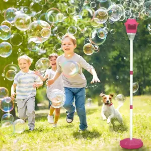 Automatic Handheld Bubble Machine for Kids, Bubble Maker Spring Summer Toys with Lights, Outdoor Rechargeable Blower Best Easter Gift for Children