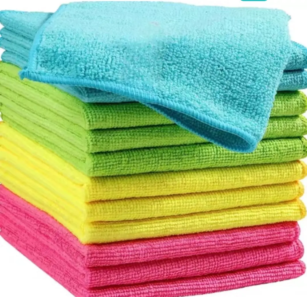 Microfiber Cleaning Cloths 10-Pack - 11.8 x 11.8 inches Assorted Colored Streak-Free Wipes, Synthetic Polyester Absorbent Washcloths for Kitchen Cleaning Towels, Colorcode Tasks, Soft Buffing Polishing Cloths, Desk
