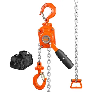 VEVOR Manual Lever Chain Hoist, 1/2 Ton 1100 lbs Capacity 5 FT Come Along, G80 Galvanized Carbon Steel with Weston Double-Pawl Brake, Auto Chain Leading & 360 °   Rotation Hook, for Garage Factory Dock