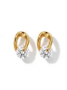 Twisted Loop Rotating CZ Stud Earrings for Women, Sparkling Gold & Silver Tone Fashion Earrings|